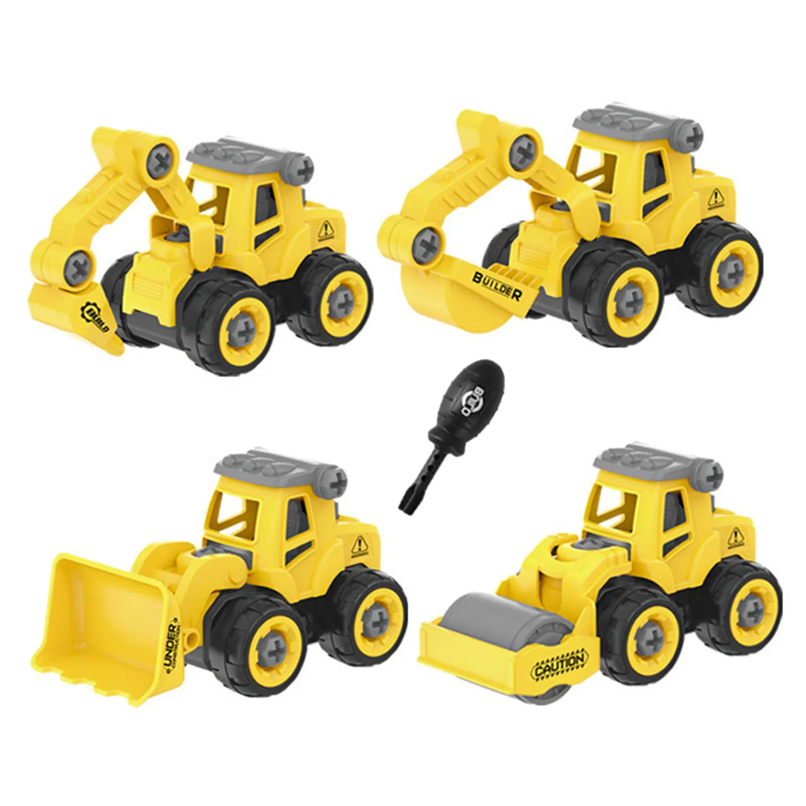 Véhicules de construction jaune ensemble de jouets avec tournevis