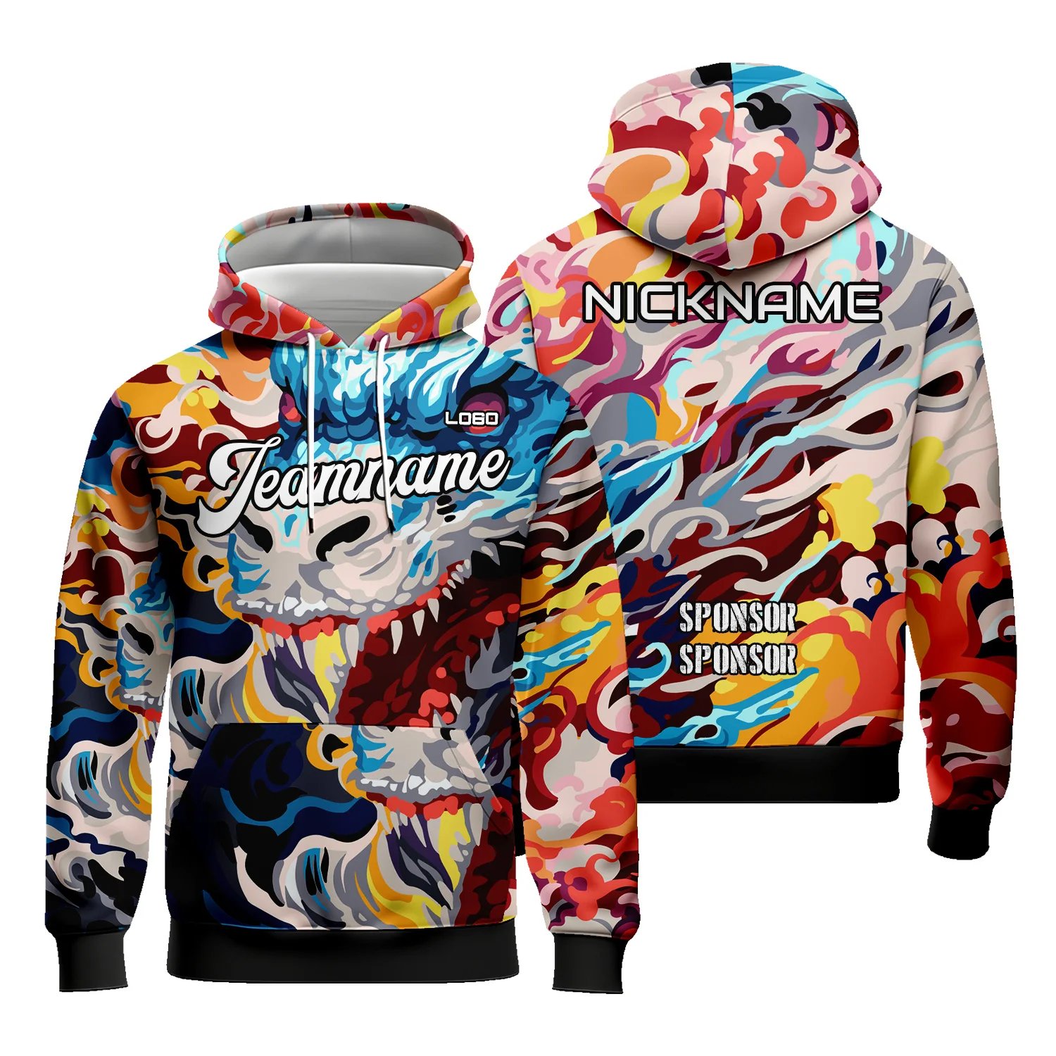 Unisex Animal Graphic Hoodies Sublimation Long Sleeve Sweatshirts with Team Name Number
