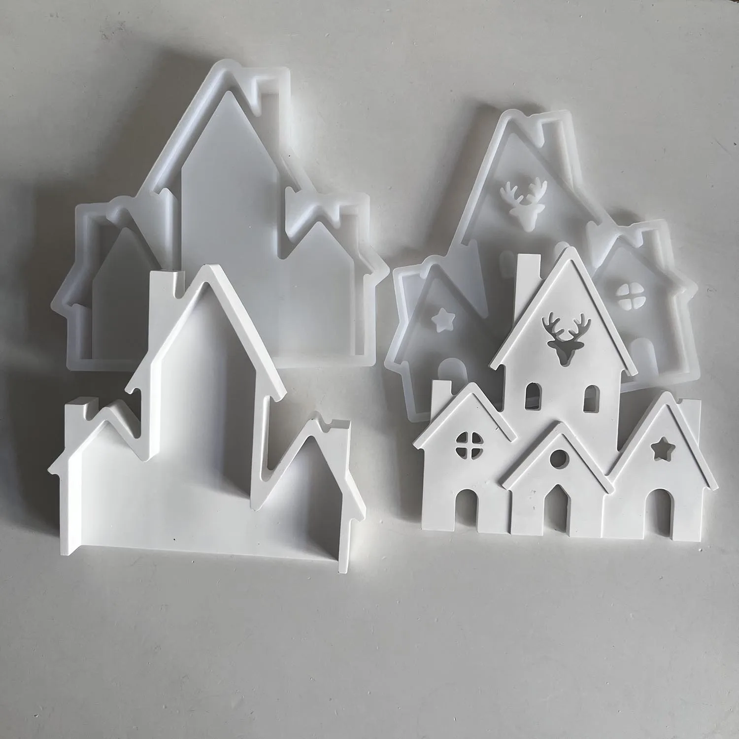 Description Picture 3 of itemChristmas Series Castle Silicone Mold Atmosphere Lamp Decoration Mold Drip Glue Mold Castle Set Candle Atmosphere Lamp Mould