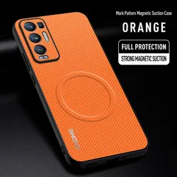 Luxury Car Magnetic Holder Shockproof Phone Case - Premium TPU Silicone Back Cover - OPPO Find X3 Neo (Orange)