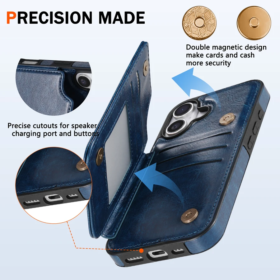 RFID-blockierende Brieftasche mit Diebstahlschutz und magnetischer Ledertasche für iPhone Air 17 Pro, 17 Pro Max, 17e – Stoßfeste Kartenhülle – Detail 11