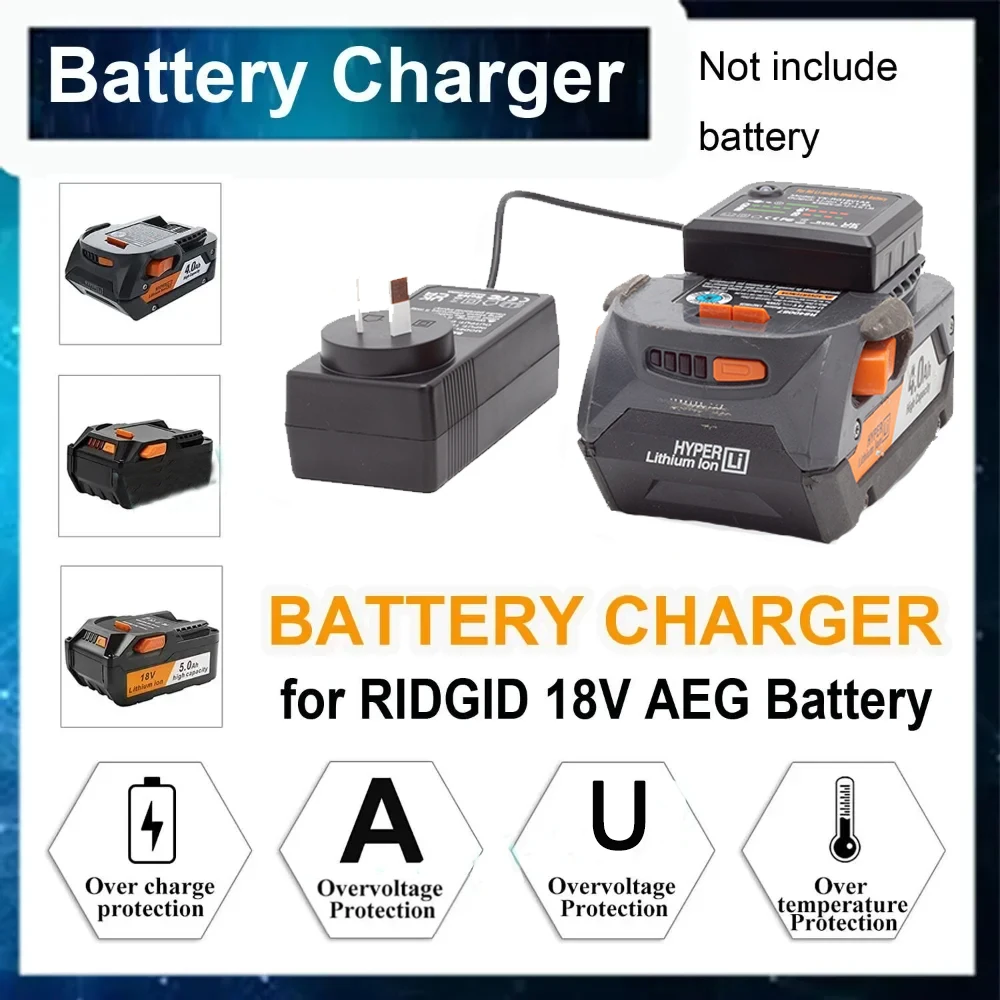 Fast Charger for Ridgid AEG 18V Lithium Battery Input 100-240V, Output 18V 1.5A （battery not included） output 42v 5a li ion battery intelligent charger 240w fast battery charger for 36v 10s li ion battery