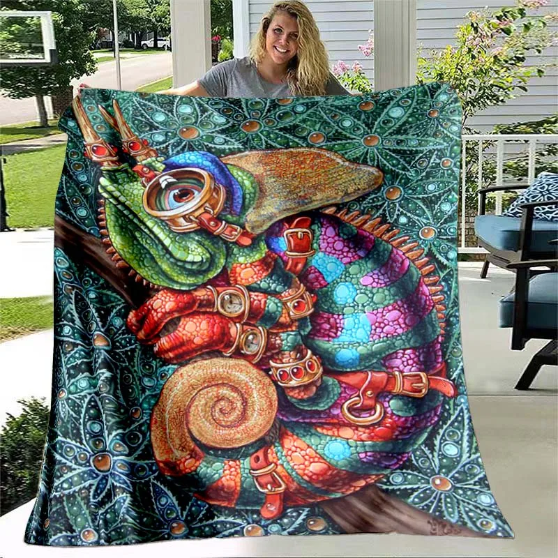 

Fashion Cool Lizard Blanket Lightweight Comfortable Soft Warm Flannel Throw Blanket Bedspread Quilt for Bedding Travel Gifts