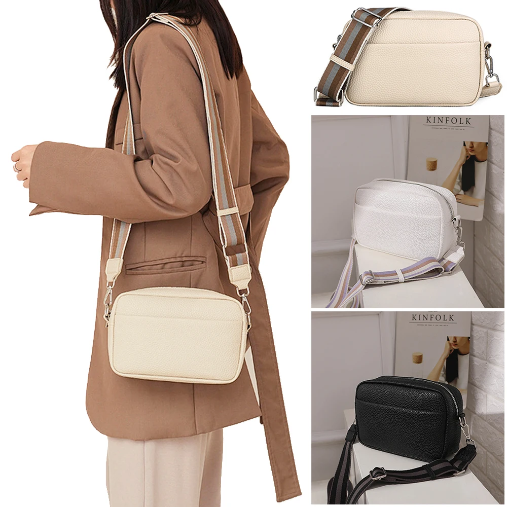 1pc Solid Color Pu Decor Sling Crossbody Bag With Wide Strap, Large  Capacity, Suitable For Daily Travel, Shopping, Coin Purse