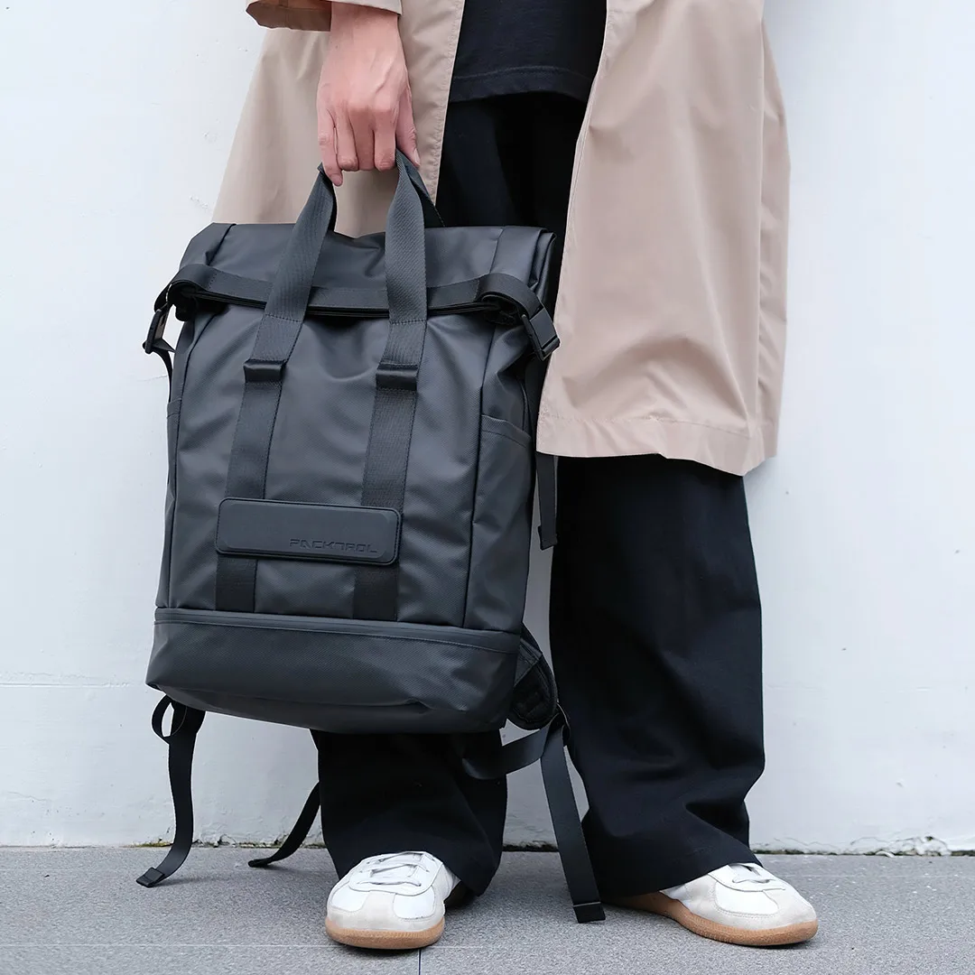Multi-pocket Men & Women Universal Large-capacity Leisure Simple Schoolbag Trendy Light Travel Rollup Backpack Buckle Backpack