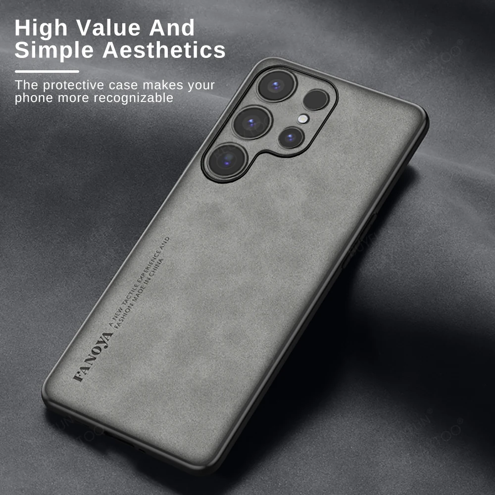 S 25 Ultra Case Sheepskin Leather Back Cover For Samsung Galaxy S25 Ultra Plus 5G Lens Protector Shockproof Coque S25Ultra S25+ 2