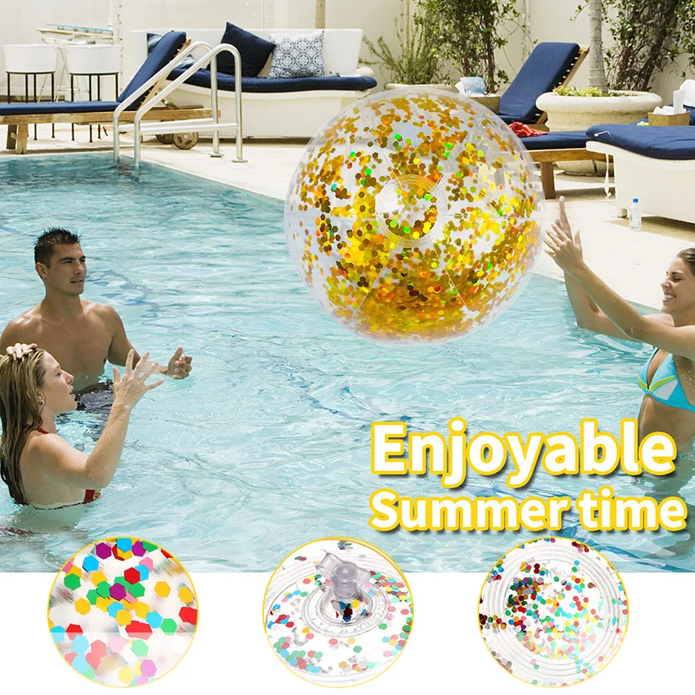 Nouveau ballon de plage gonflable paillettes confetti ballon d'été en plein  air jeux d'eau fête piscine jouets accessoires enfants adultes sports  nautiques