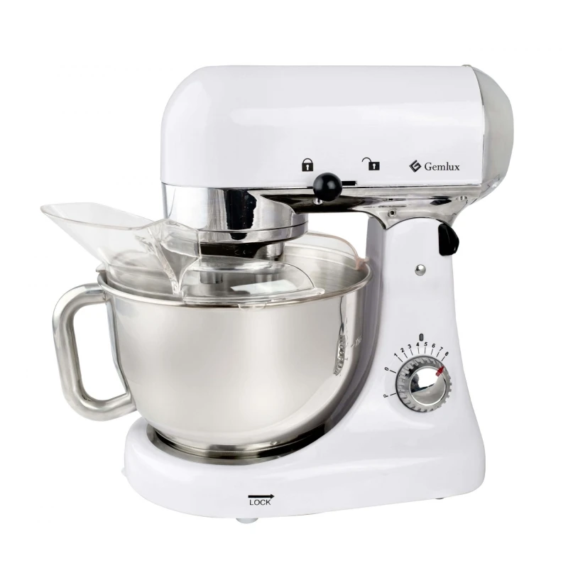 Миксер GEMLUX GL-SM5W (мощность 1000 Вт 8 скоростей чаша из нержавейки 4 5л двойной крюк для