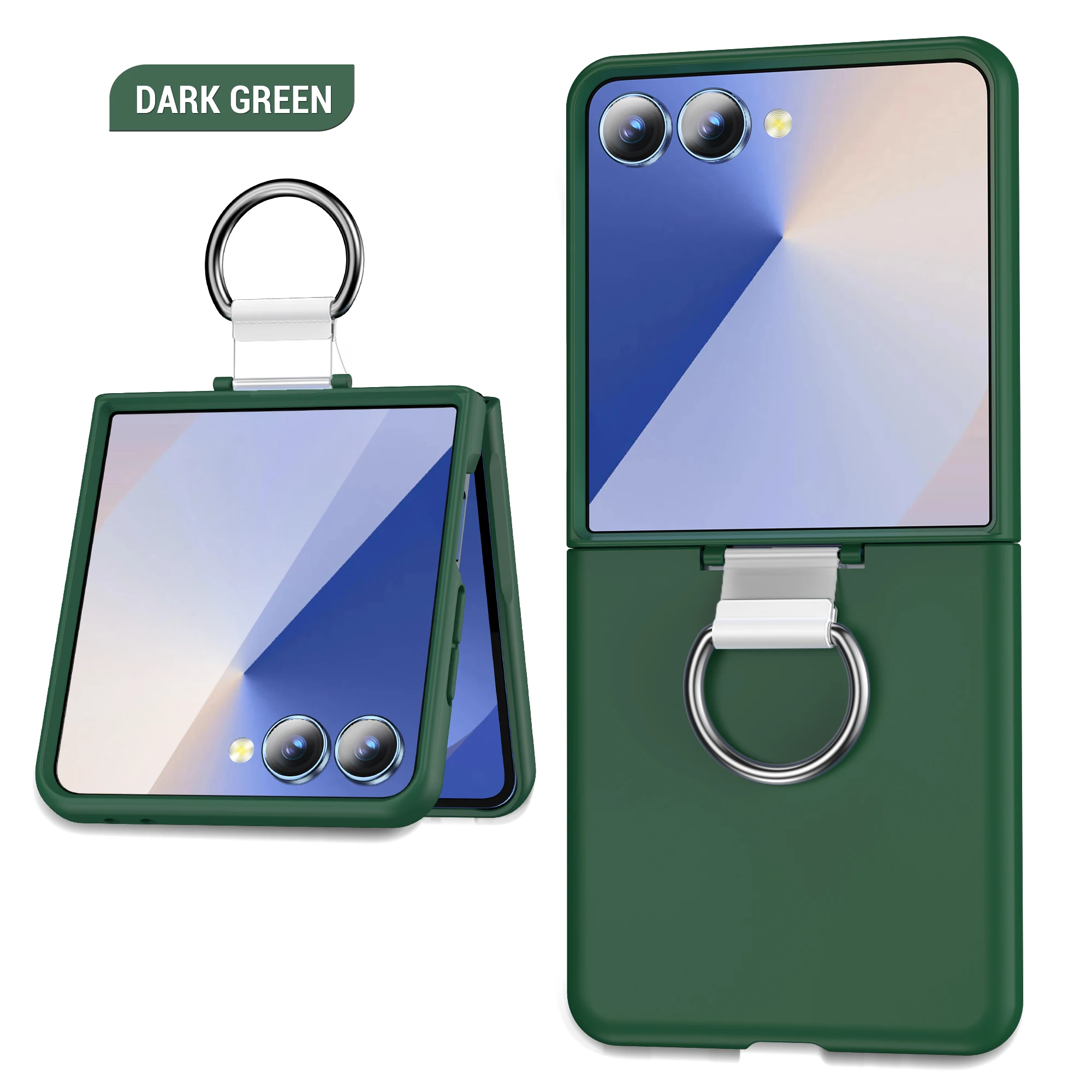 Luxury Matte Grip Ring Case with Finger Buckle - Solid Color Shockproof PC Cover