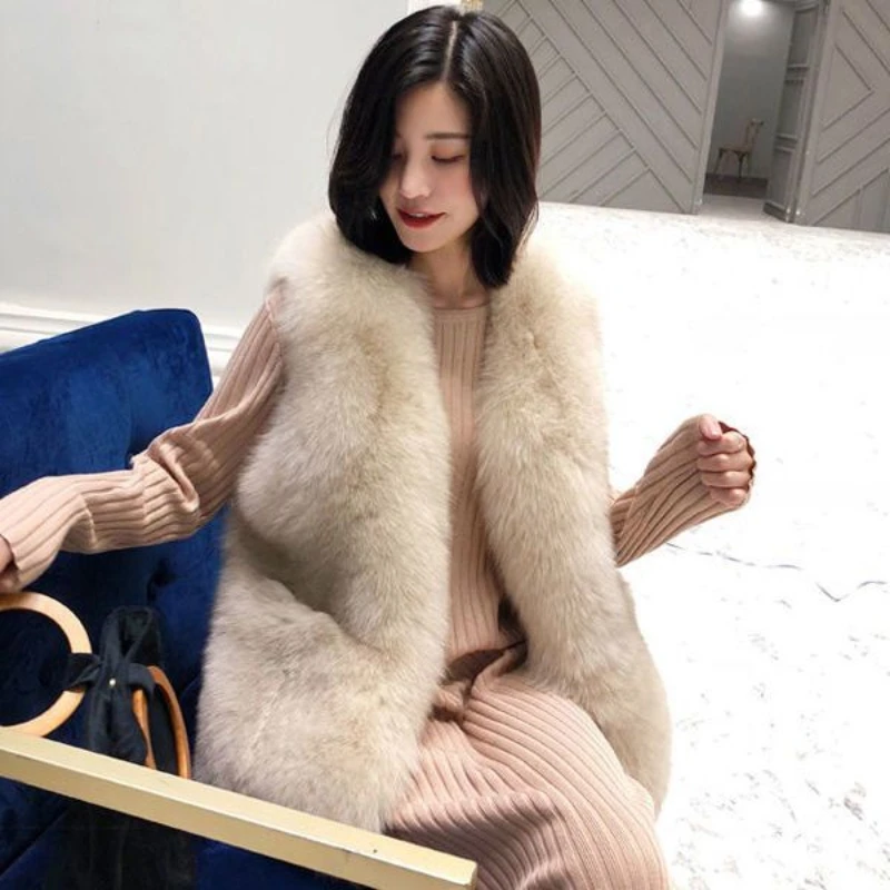 

Fur Vest Women's Short 2023 Autumn/Winter New Korean Version Slim Fit And Slim Imitation Fox Fur Vest