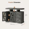 LED Farmhouse Sideboard Buffet Cabinet with Storage, Wood Coffee Bar Station Table w/Charging Station, Large Kitchen Stora 2
