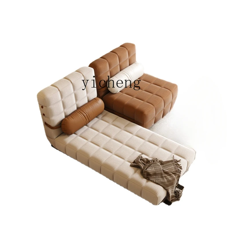 

Tqh French Cream Sofa Bed Foldable Dual-Purpose Small Apartment Living Room Retro Multifunctional Sofa Bed