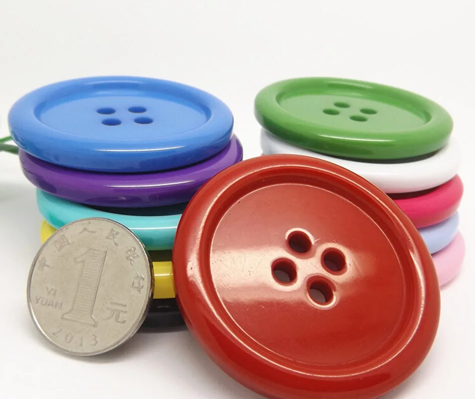Large Resin Coat Sewing Buttons, 4-Holes Round Buttons, DIY Garment Accessories, 34mm, 38mm, 44mm, 50mm, 5Pcs, Lots 6