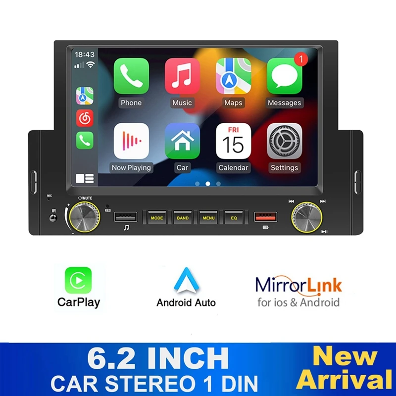 

1 Din Car Radio Player 6.2 Inch MP5 Multimedia Player Autostereo Android Carplay Mirrorlink Bluetooth With Cam F170C