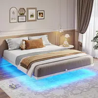 NEW Floating Bed Frame Queen Size with LED Lights, Metal Platform Queen Bed, No Box Spring Needed, Easy to Assemble (Queen) 1