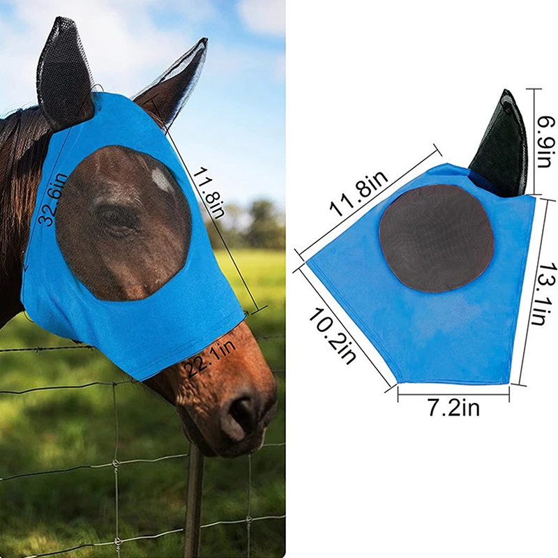 Multicolor Horse Masks Anti-Fly Worms Breathable Stretchy Knitted Mesh Anti Mosquito Mask Riding Equestrian Equipment New