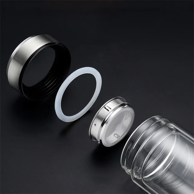 Leakproof Glass Tea Bottles With Infuser Stainless Steel Double Walled Bottle Portable Travel Drinking Lemon Water Cup 4