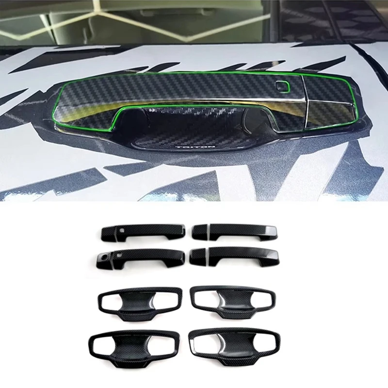 

Крышка дверной ручки + крышка чаши дверной ручки для Mitsubishi Triton / L200 2024 внешние аксессуары из углеродного волокна