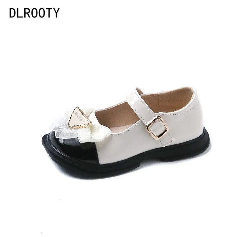 

Children Girl Shoes Bow-Knot Hook & Loop Princess Kids Casual Flat Leather Soft Running Autumn Spring