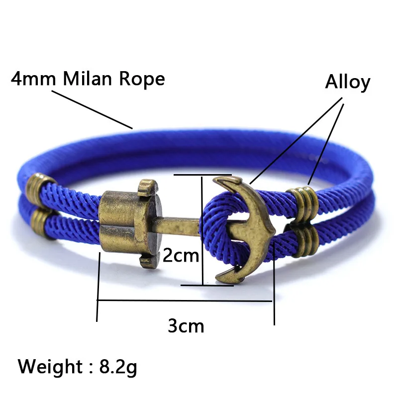 Bronze Punk Rope Bracelet for Men Outdoor Survival