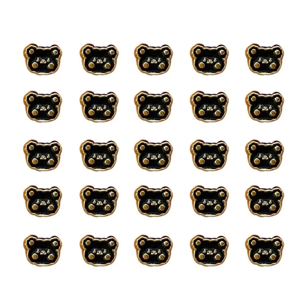 20pcs 6.5mm Bear Head Buttons Metal Mini Doll Coat Buckle Handmade DIY Buckles Accessories DIY Doll Clothes Accessories