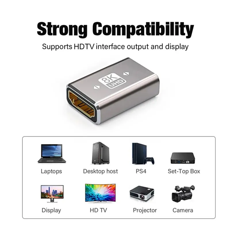 4K HDTV Extender Female To Female Converter 1-6PCS HD 1080 Extension Cable Cord Adapter For Monitor Display Laptop
