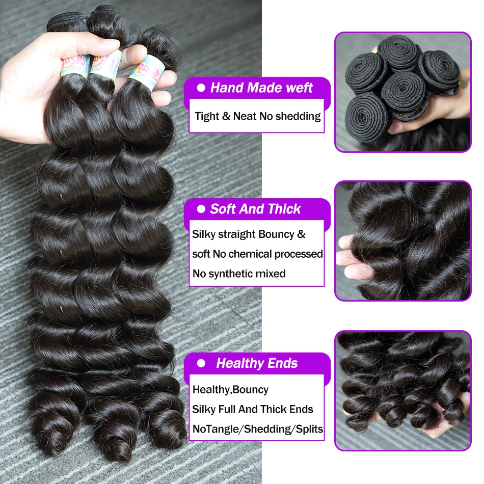 Melodie Loose Wave Human Hair Bundles 3 4 Deals 12A Grade 100% Raw Virgin Hair Extension Unprocessed 40 Inch Brazilian For Women 2