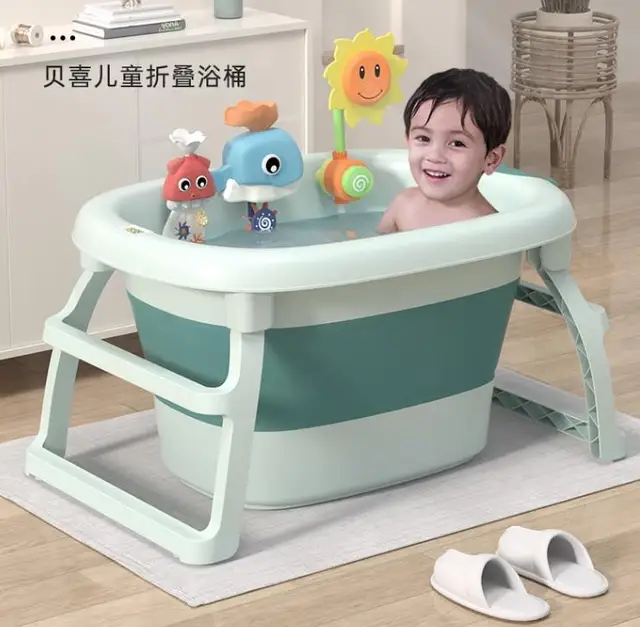 Bañera grande plegable para bebé, Cubo de baño, sentado y tumbado, hogar -  AliExpress