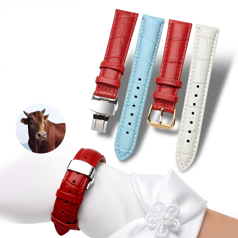 Elegant Multicolor Genuine Leather Strap: Premium Ladies' Watch Band Bracelet Accessories