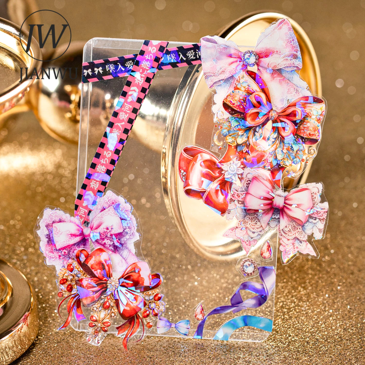JIANWU 반짝이는 활 시리즈 빈티지 쉘 가벼운 소재 콜라주 pet 테이프, 창의적인 DIY 저널 문구, 50mm * 200cm