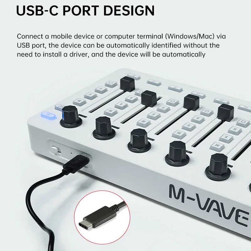 M-VAVE SMC DJ Mixer Wireless MIDI Controller Mixing Console 8 Encoder Software Control BT Connection for Windows/Mac/Ios/Android dj mixer