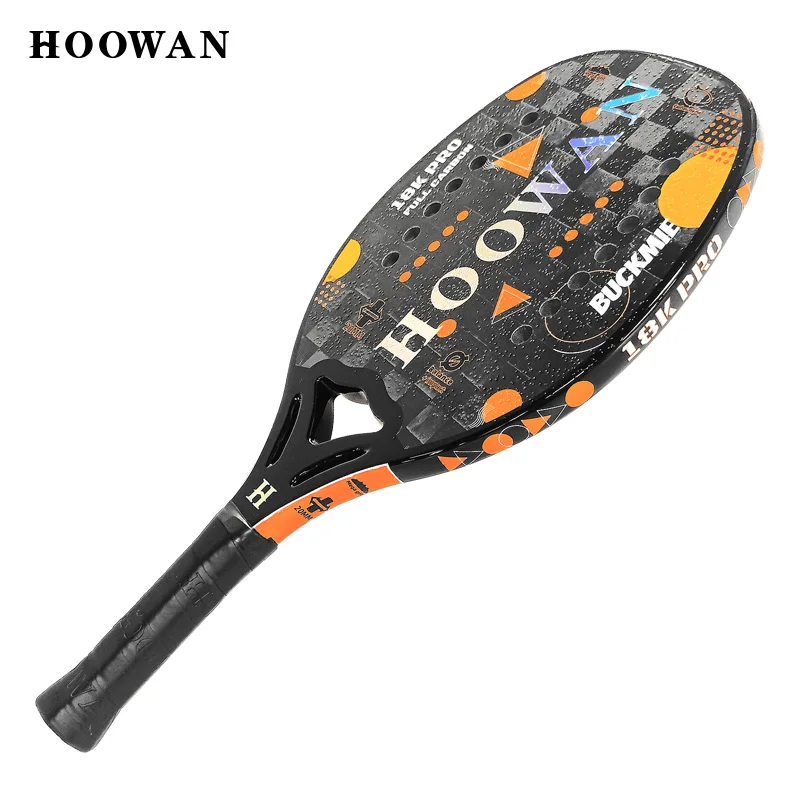 Tennis Racket HOOWAN BUCKMIE Beach T700 Raw Carbon Fiber 18K High-Grit Surface 20MM Soft EVA Core