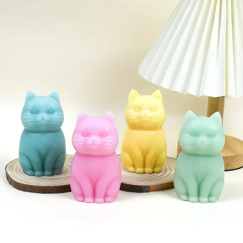 11.5cm Cat Silicone Candle Mold 3D Cute Kitten Plaster Animal Soap Resin Crystal Making Diy Chocolate Mould Home Crafts Casting