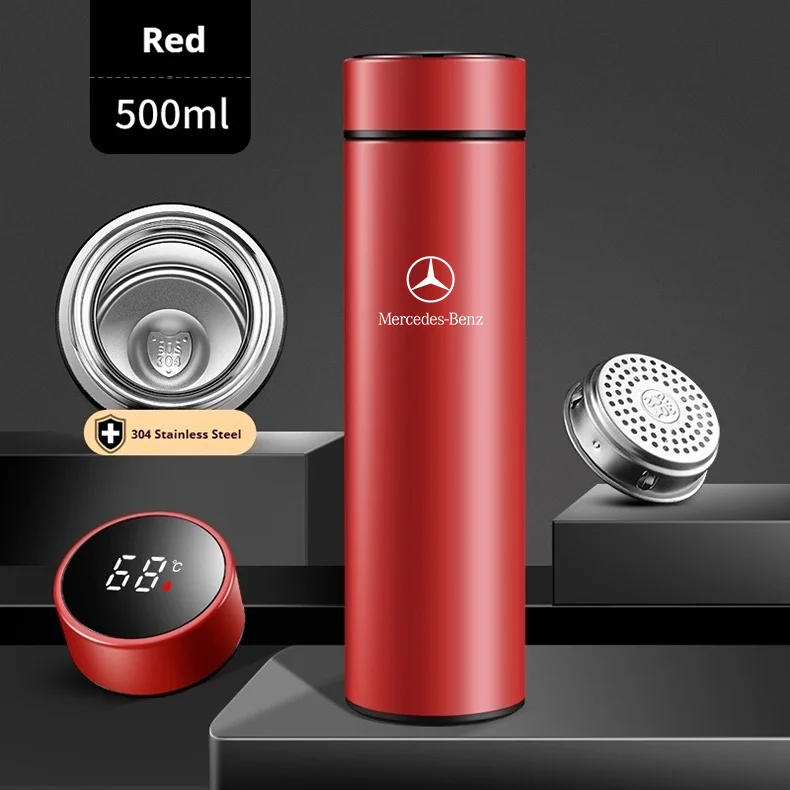 Car Vacuum Cup Thermos Mug Temperature Display Coffee Cup Mercedes-Benz A C E S Class A35 A45 C43 CLA CLS GLA GLC GLK ML SL Vito