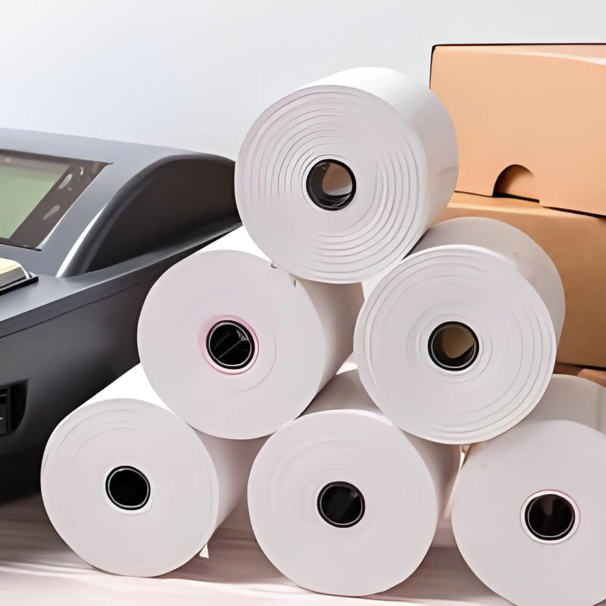 Thermal Paper 3 1/8 x 130ft, Rolls Receipt Paper Work for Star Micronics TSP100 TSP143 Epson 80mm Receipt Printer Square POS