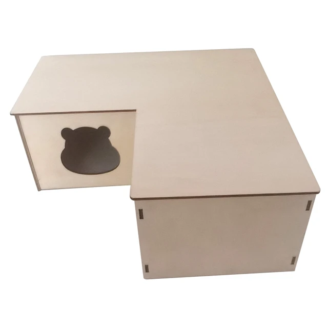 Hamster Wooden House Multi Chambers Detachable Roof Small Pet Hideout for Dwarf Hamsters Easy to Clean Habitat Decor 3