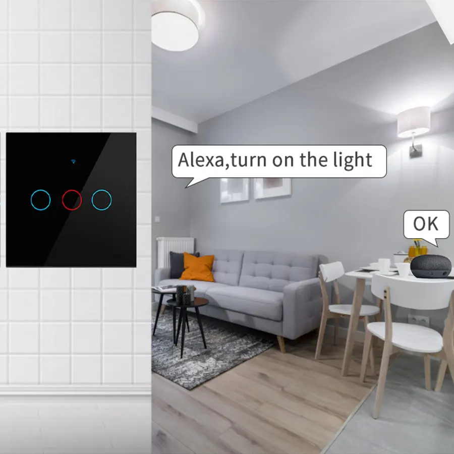 Tuya-Joli Mural Intelligent WiFi avec Fil Melon al, Commande Vocale, 1/2/3 lèvent, RF433 MHz, EU Touch, Alexa, Google Home, Smart Life