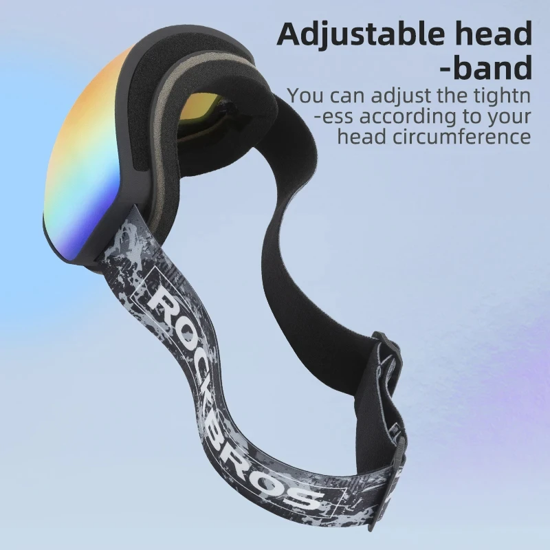 ROCKBROS Skiing Snowboarding Goggles Adult Child Anti-fog Ski Eyewear Glasses Windproof Adjustable Winter Sports Accessories 5