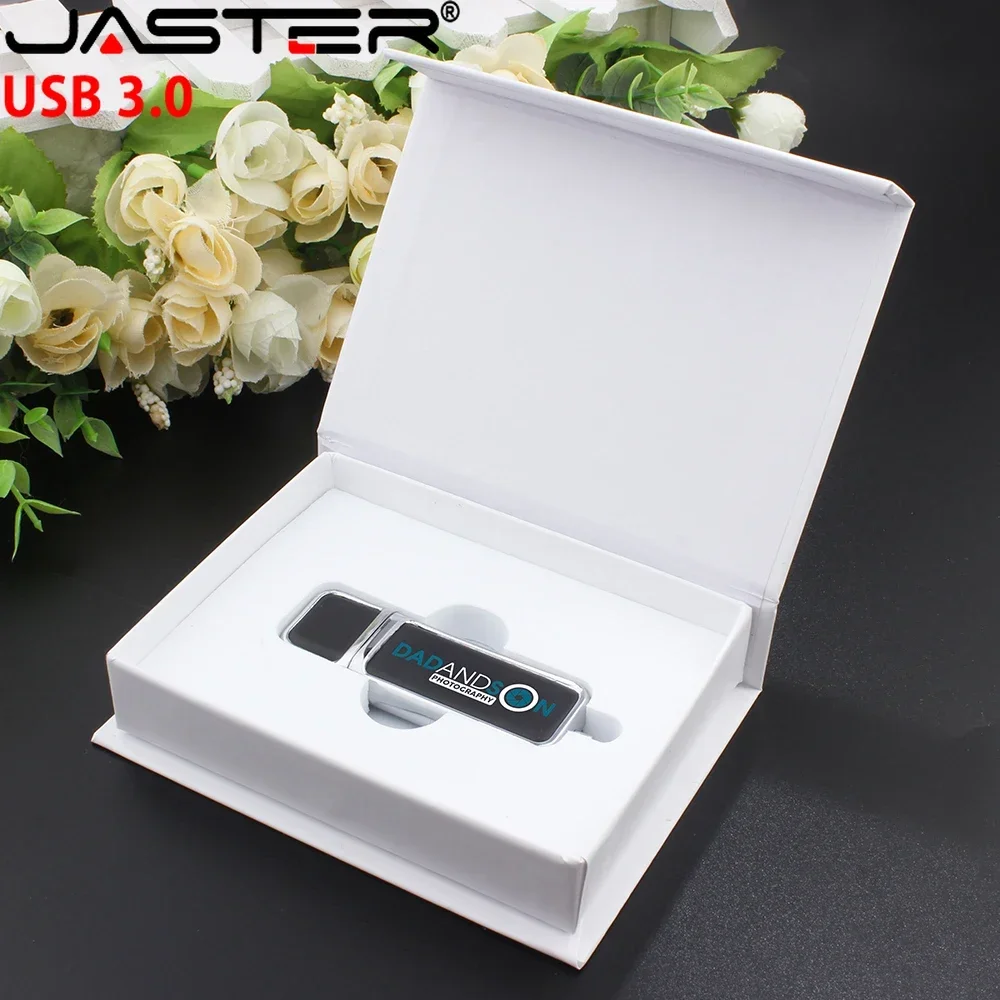 thumbnail image 1 of Memoria USB 3.0 de cuero de alta velocidad de 128 GB con logotipo personalizado impreso gratis, memoria USB, caja de regalo de cumpleaños creativa, 1 of 5