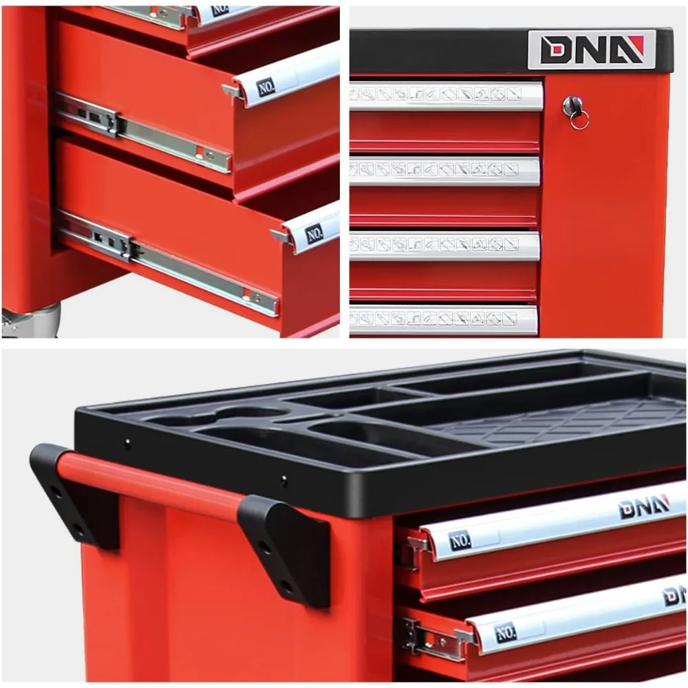 New Package DNA MOTORING 36" H X 30.5" W X 18" D Heavy Duty Lockable Slide Tool 6-Drawers Chest Rolling Tool Cart Cabinet with 4
