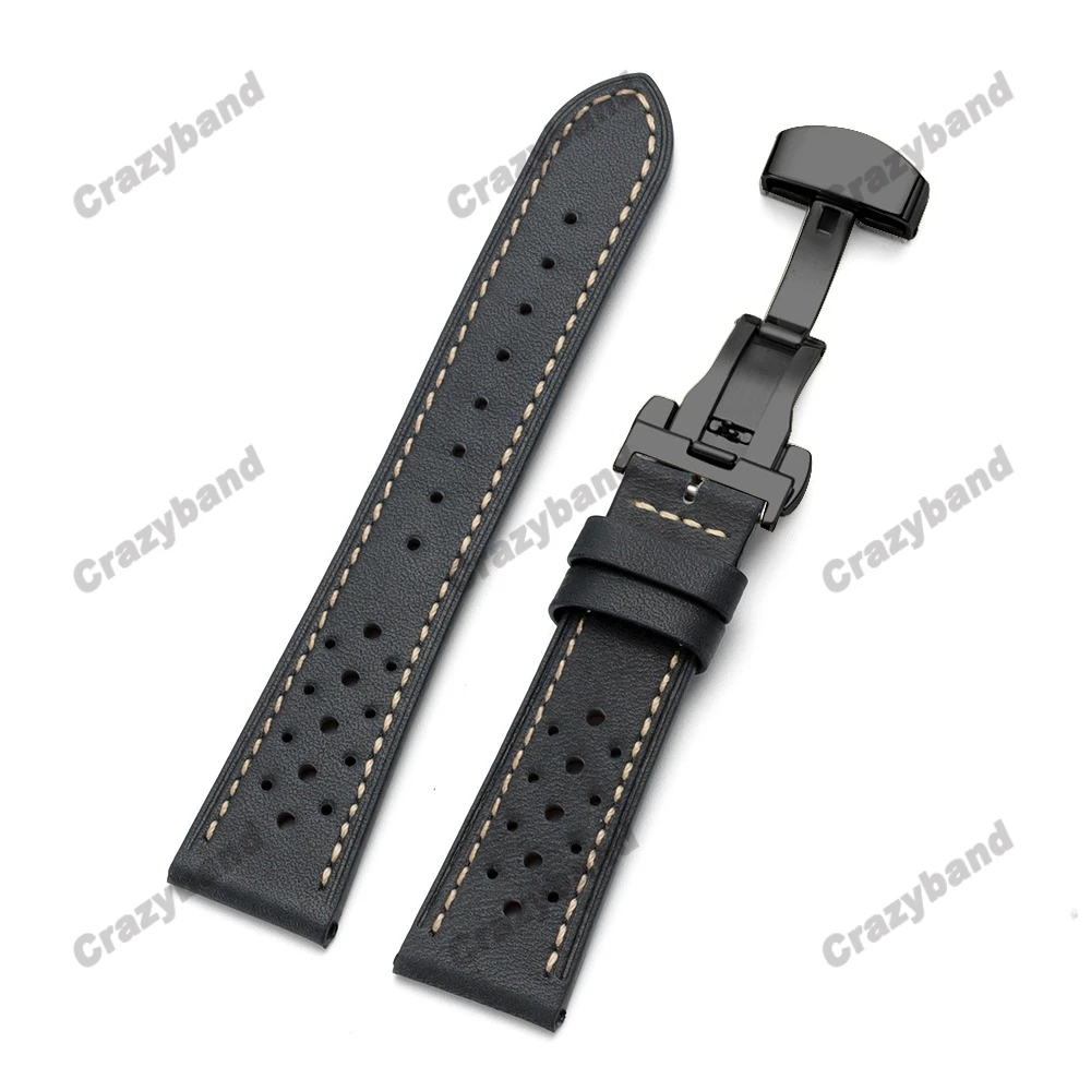Cowhide Leather Watch Band with Oil Wax Finish and Breathable Design