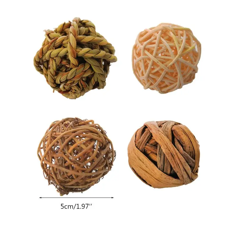 

Small Animal Grass Balls Rolling Chew for Bunny Rabbit Hamster 4PC New Dropship