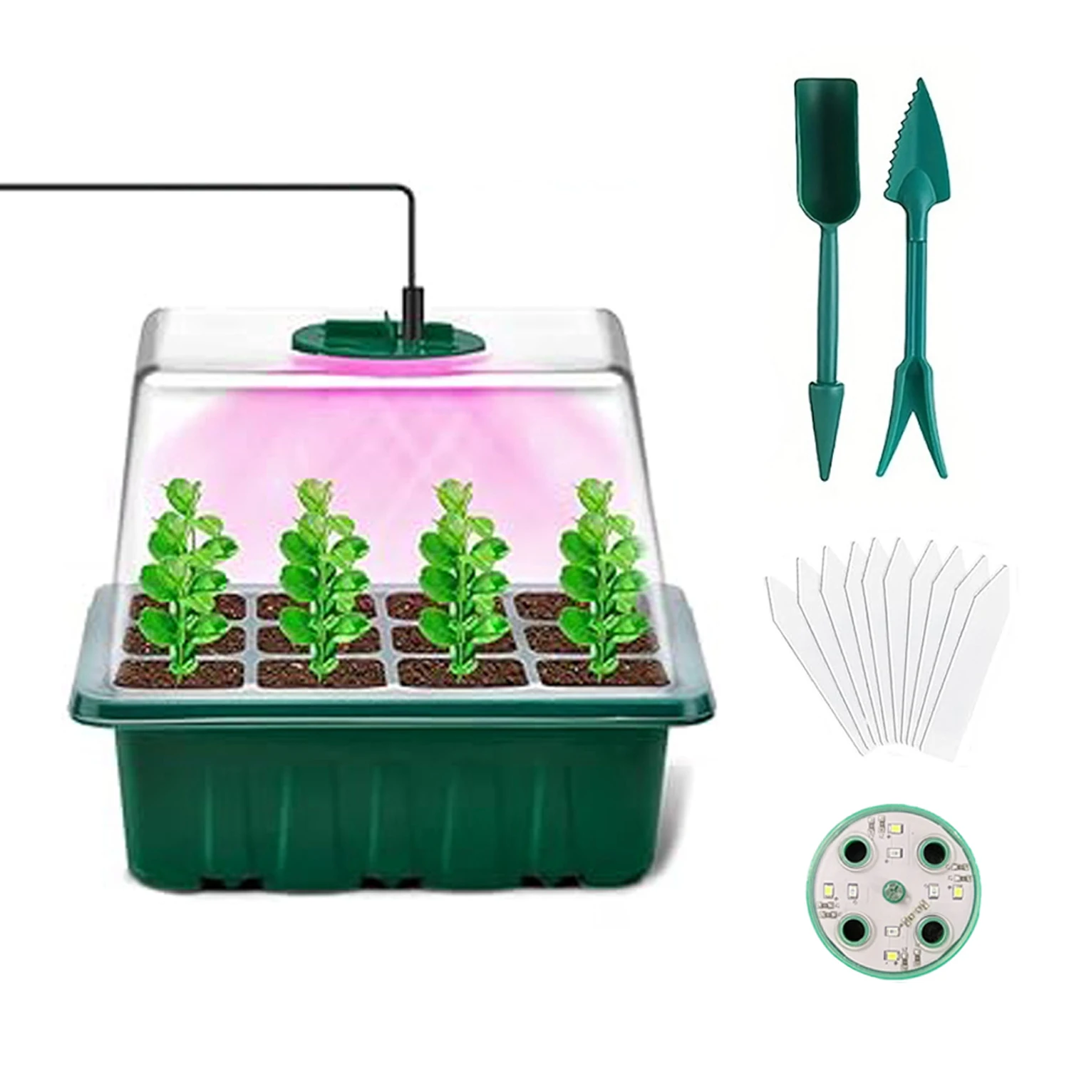 Seed starter tray with grow lights adjustable humidity dome seedling starter tray raised lid