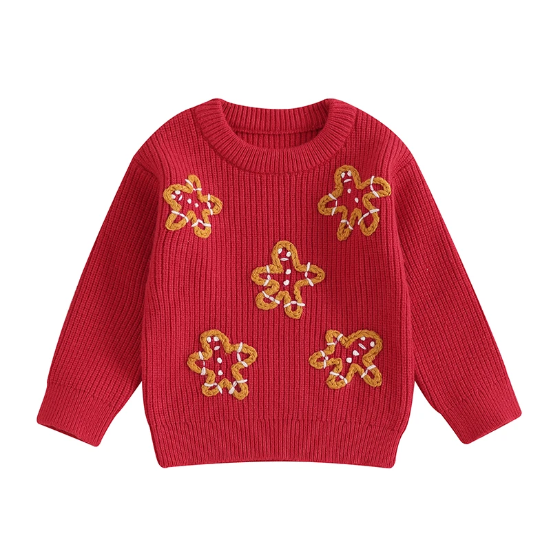 Baby Christmas Sweater Long Sleeve Crew Neck Stars Warm Knit Pullover Winter Tops