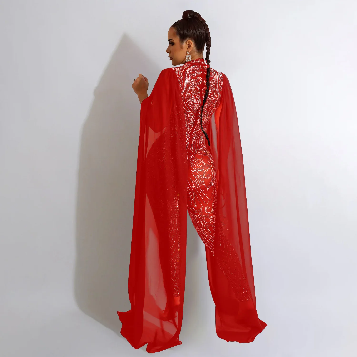 Sparkle Black Rhinestones Mesh 2023 New Shift Long Sleeve Jumpsuits Women Rompers Glitter Skinny Crystal Jumpsuits Clubwear