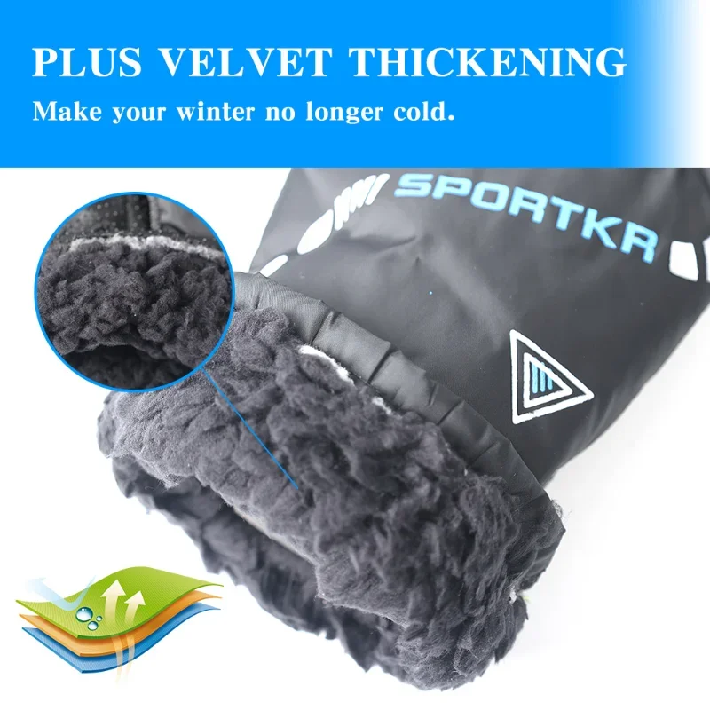 Winter Cycling Gloves Men Outdoor Waterproof Skiing Riding Hiking Motorcycle Warm Mitten Gloves Unisex Thermal Sport Gloves 3