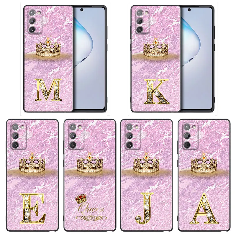 Phone Case For Sumsung Galaxy M54 M31 M30S M51 M53 M21 M32 M23 M11 M31S M12 M13 Case Back Cover Initial Letter M K E Crown Queen