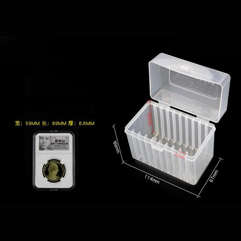Coin Holder Coin Capsules Transparent Plastic 10 Coins Holder Storage Slab Boxes PCCB Coin Display Capsule Collection NGC PCCG Coins High-Quality