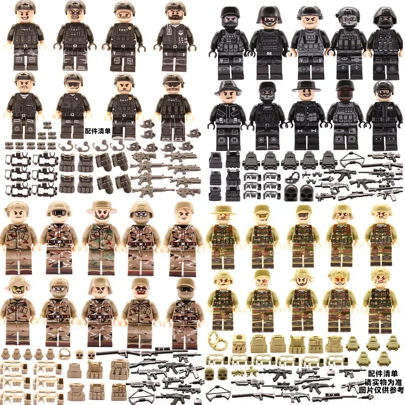 

WW2 Military Special Forces Modern Soldier City Police SWAT Weapons Figures Building Blocks Bricks Boy Mini Toys Christmas Gift