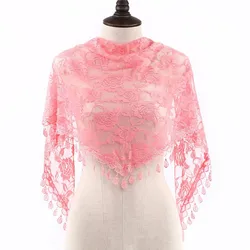 Elegant Black and White Lace Rose Veil for Women - Perfect for Western Weddings (Deep Pink)